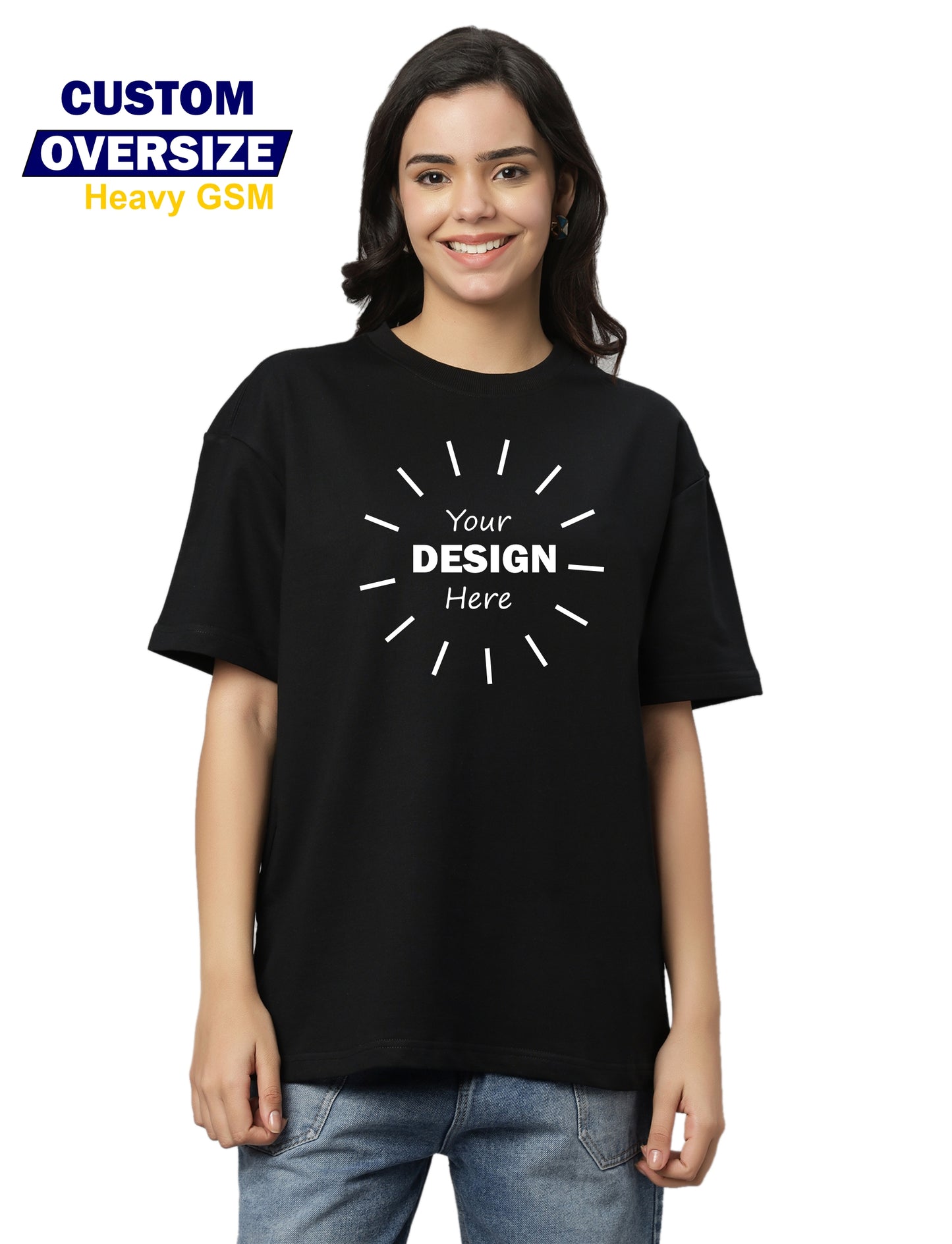 Girls Customizable Oversize Heavy GSM T-Shirt