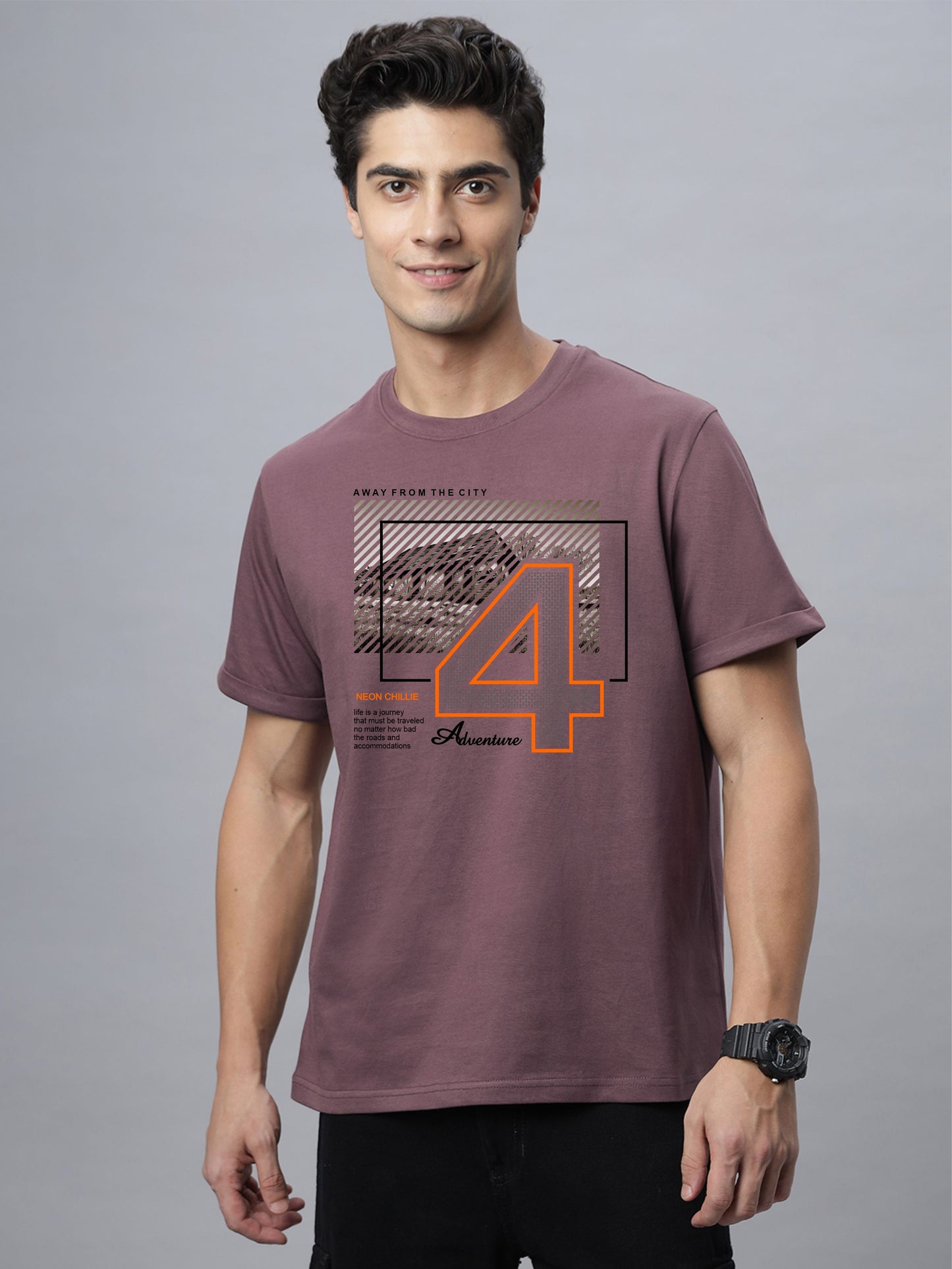 Men's Adventure Graphic Print Regular Fit Crew Neck T-Shirt