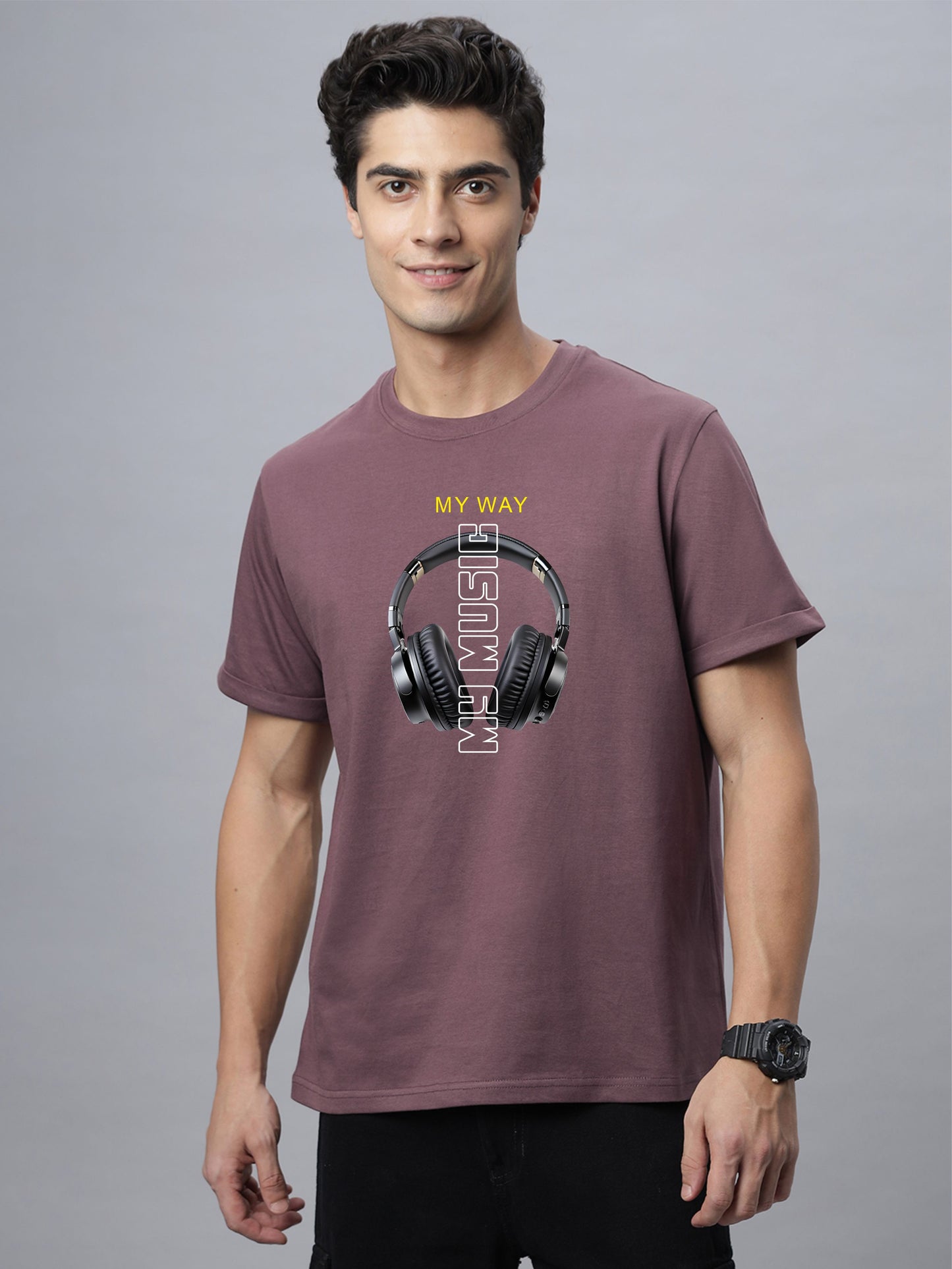 Men's My Music Graphic Print Regular Fit Crew Neck T-Shirt