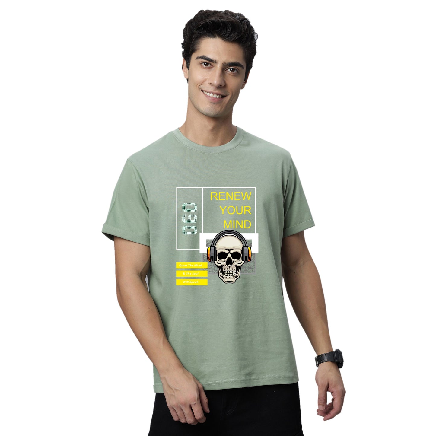 Men's Renew Your Mind Graphic Print Regular Fit Crew Neck T-Shirt