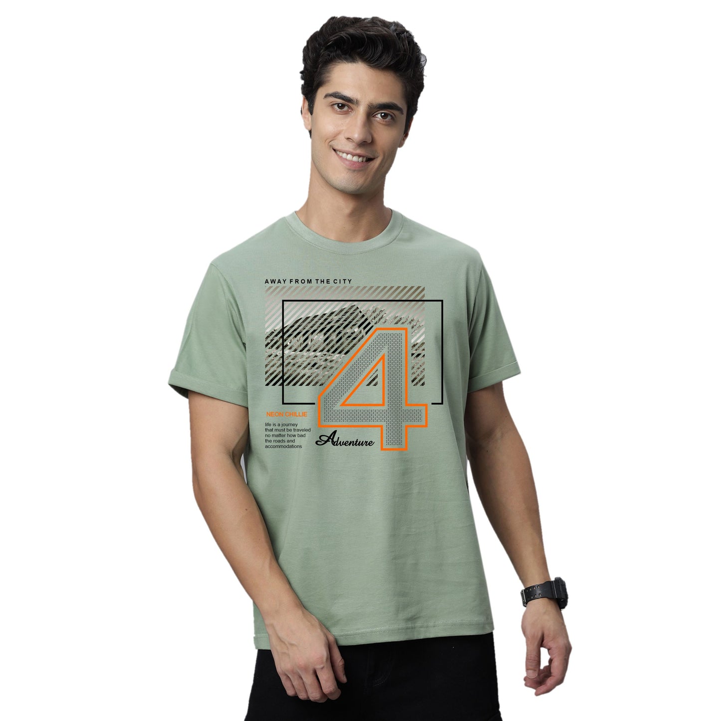 Men's Adventure Graphic Print Regular Fit Crew Neck T-Shirt