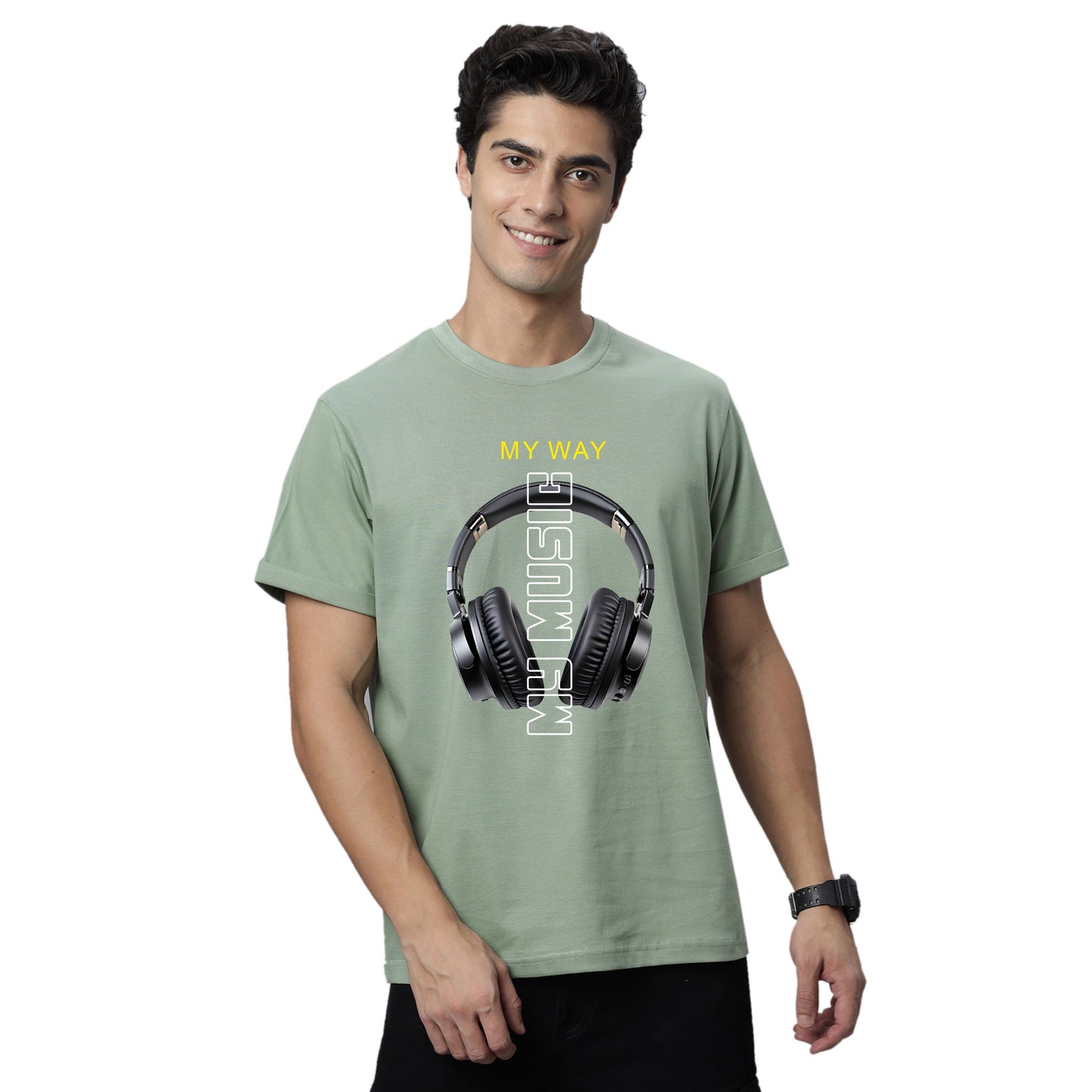 Men's My Music Graphic Print Regular Fit Crew Neck T-Shirt
