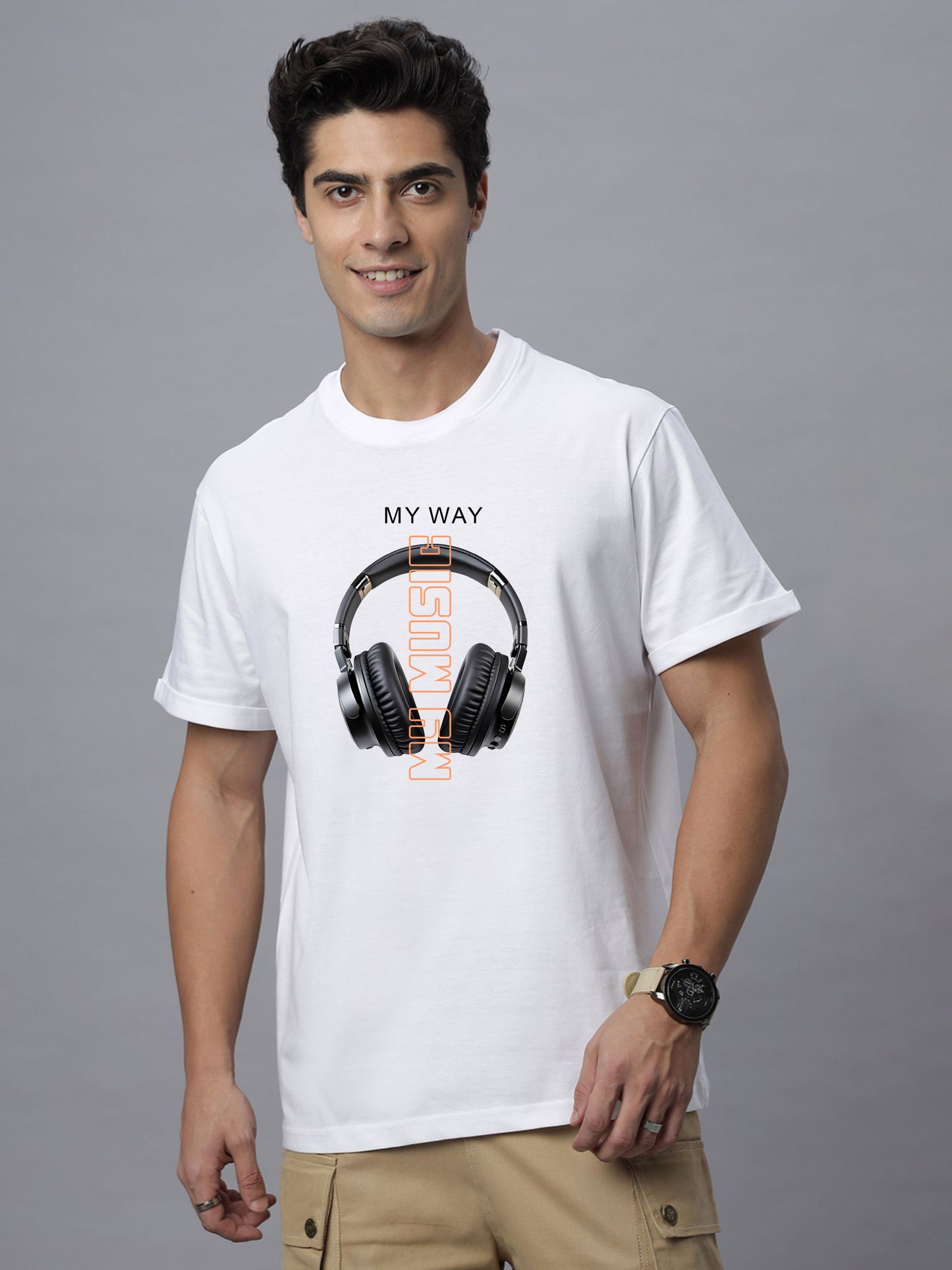 Men's My Music Graphic Print Regular Fit Crew Neck T-Shirt