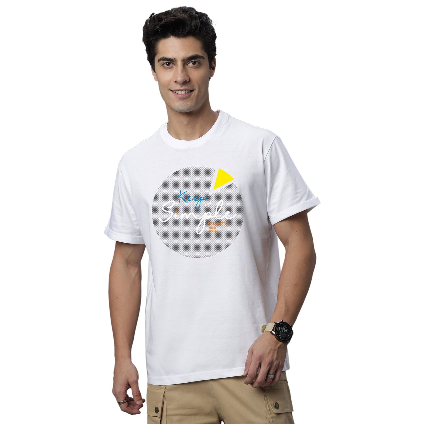 Men's Keep it Simple Graphic Print Regular Fit Crew Neck T-Shirt