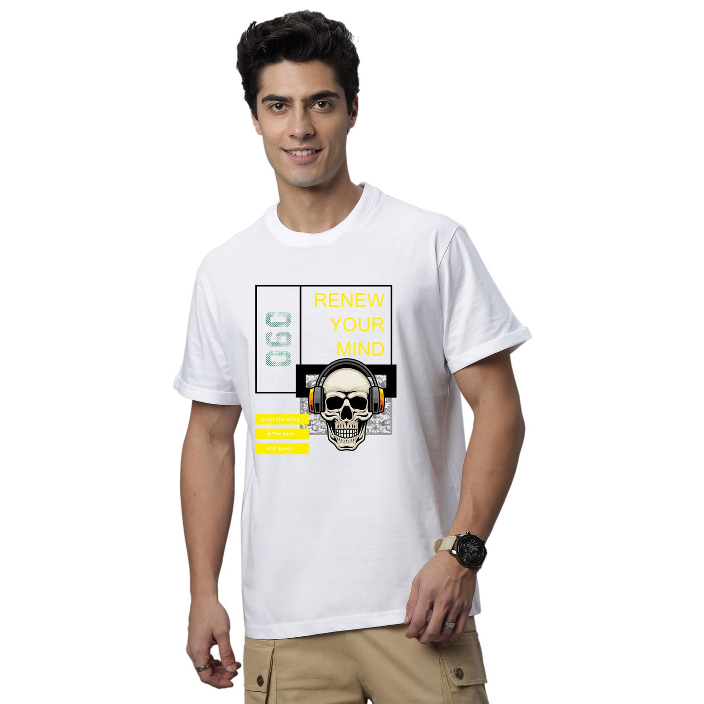 Men's Renew Your Mind Graphic Print Regular Fit Crew Neck T-Shirt