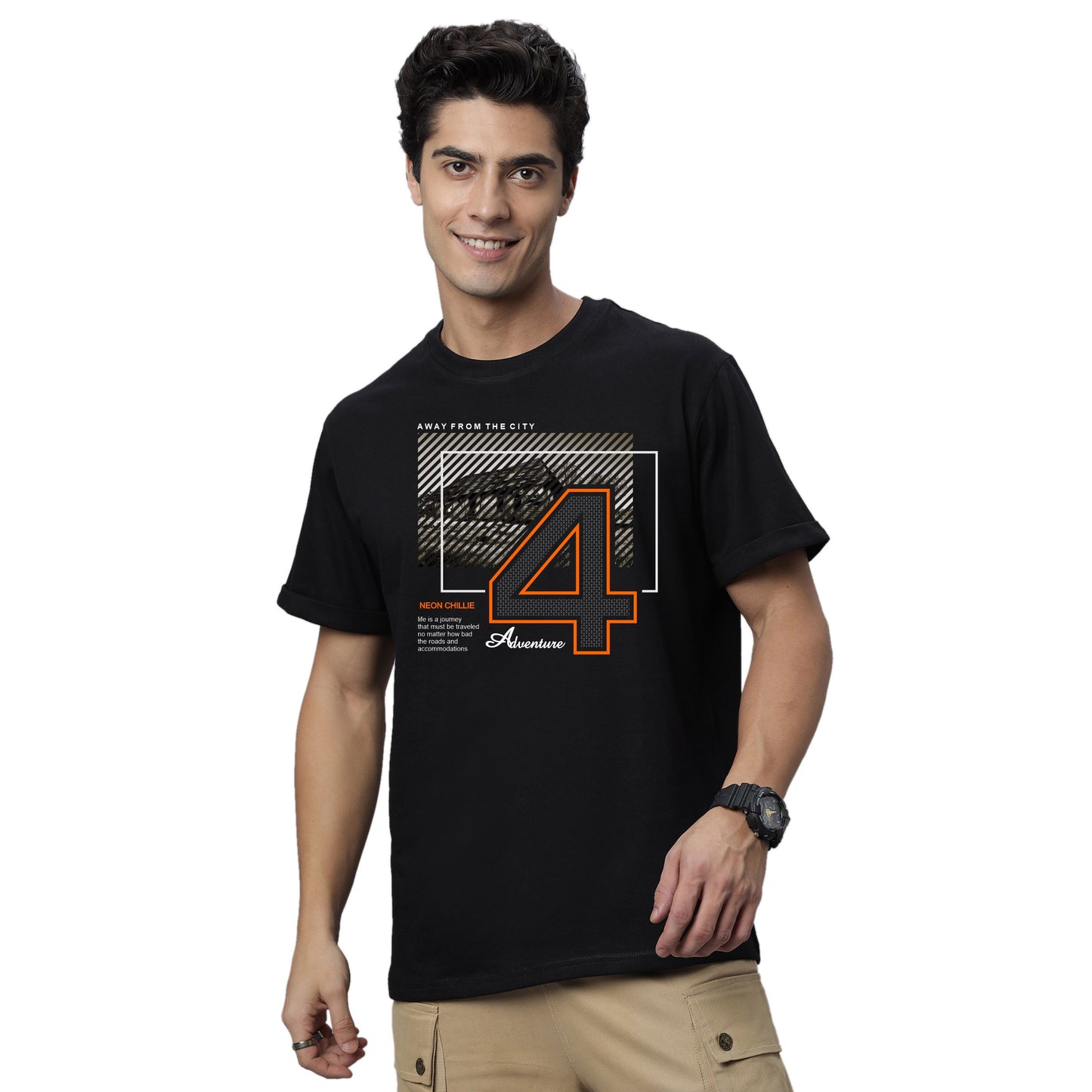 Men's Adventure Graphic Print Regular Fit Crew Neck T-Shirt