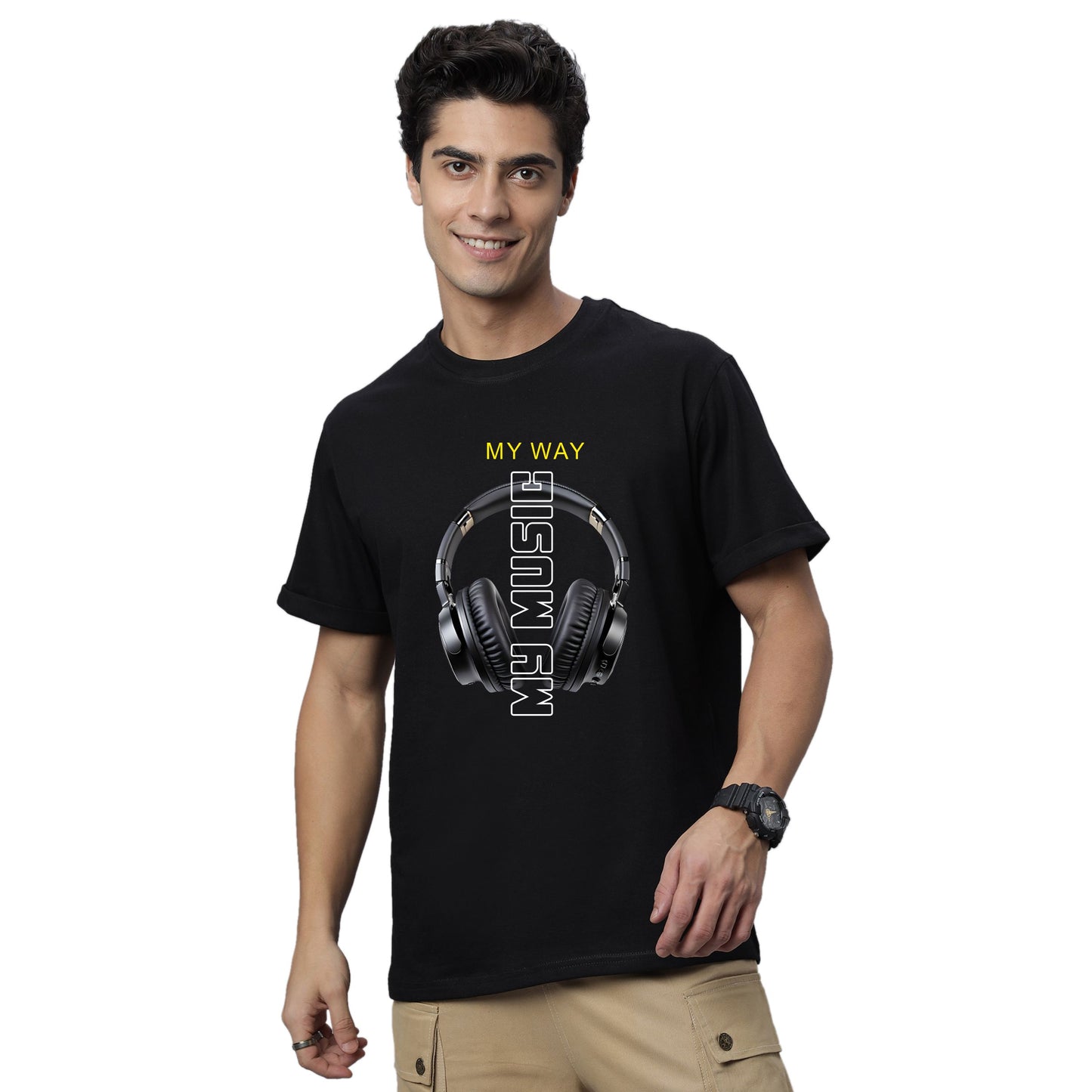 Men's My Music Graphic Print Regular Fit Crew Neck T-Shirt