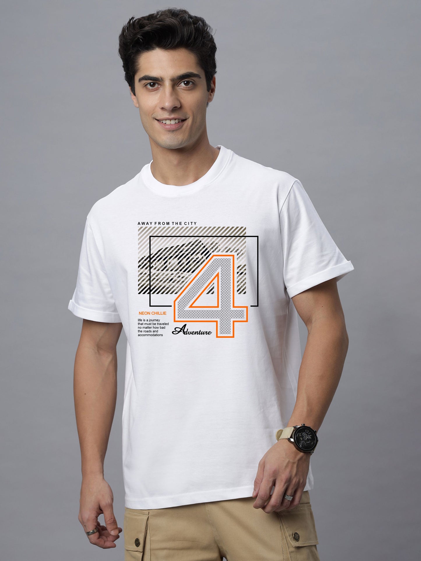 Men's Adventure Graphic Print Regular Fit Crew Neck T-Shirt