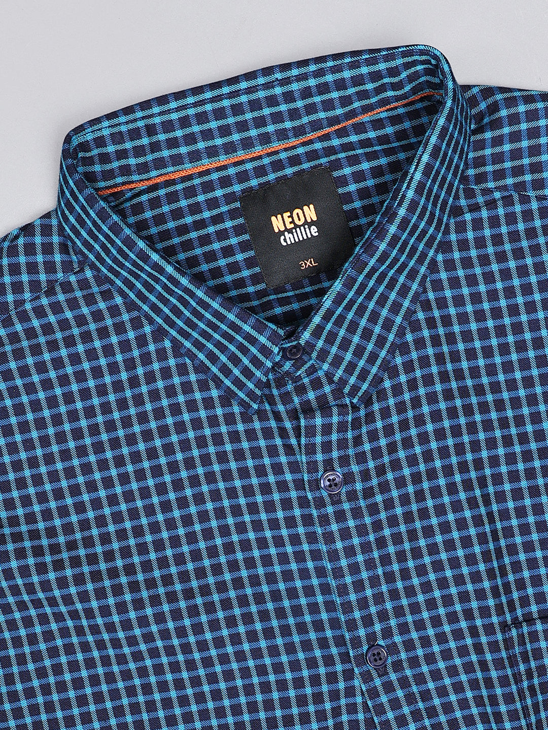Men Blue Pure Cotton Checkered Smart Casual Shirt.. Style Code- NC-2k26