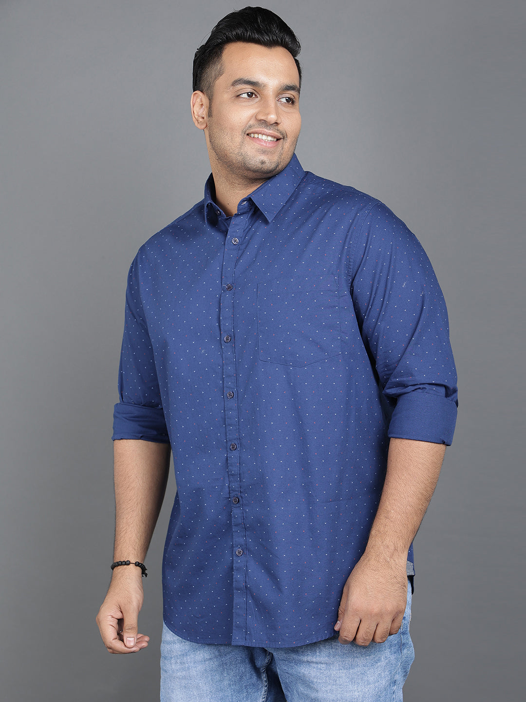 Men Blue Printed Cotton Shirt.. Style Code-2k38