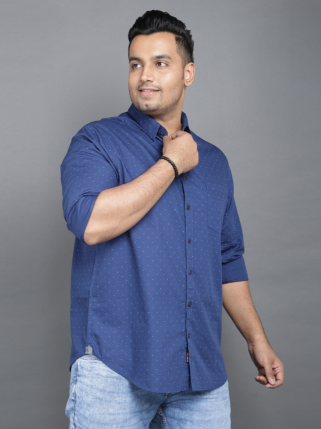 Men Blue Printed Cotton Shirt.. Style Code-2k38