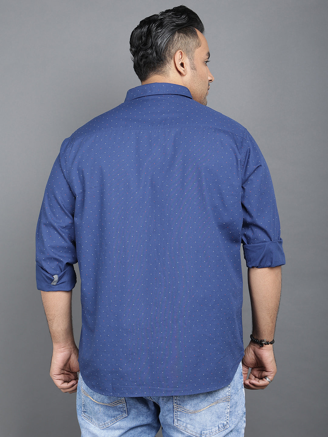 Men Blue Printed Cotton Shirt.. Style Code-2k38