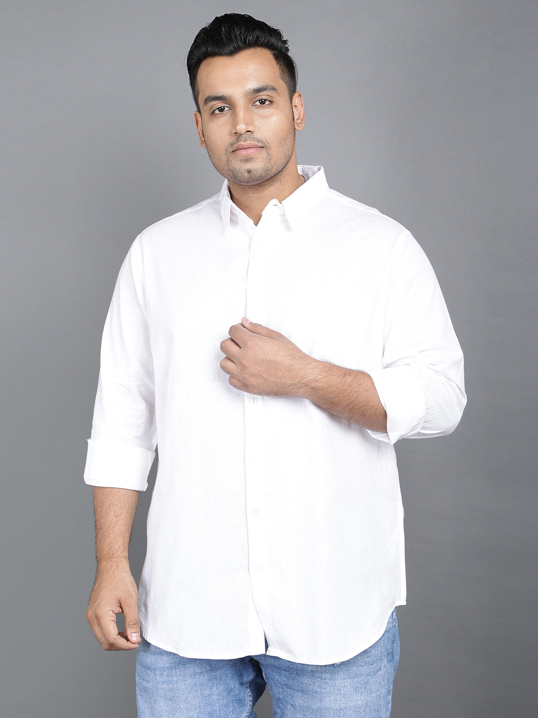 Men White Cotton Linen Casual Full Sleeve Shirt.. Style Code- NC-2k20-White