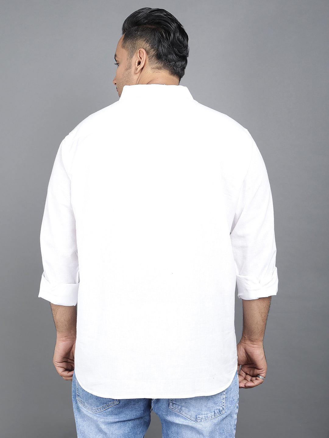 Men White Cotton Linen Casual Full Sleeve Shirt.. Style Code- NC-2k20-White