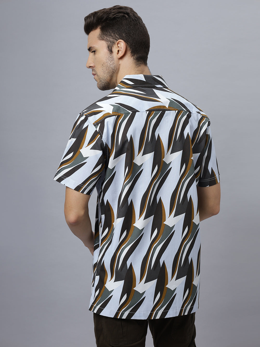 Abstract Tropical | Half Sleeve Open Collar Printed Shirt ( NC-HS-504 )
