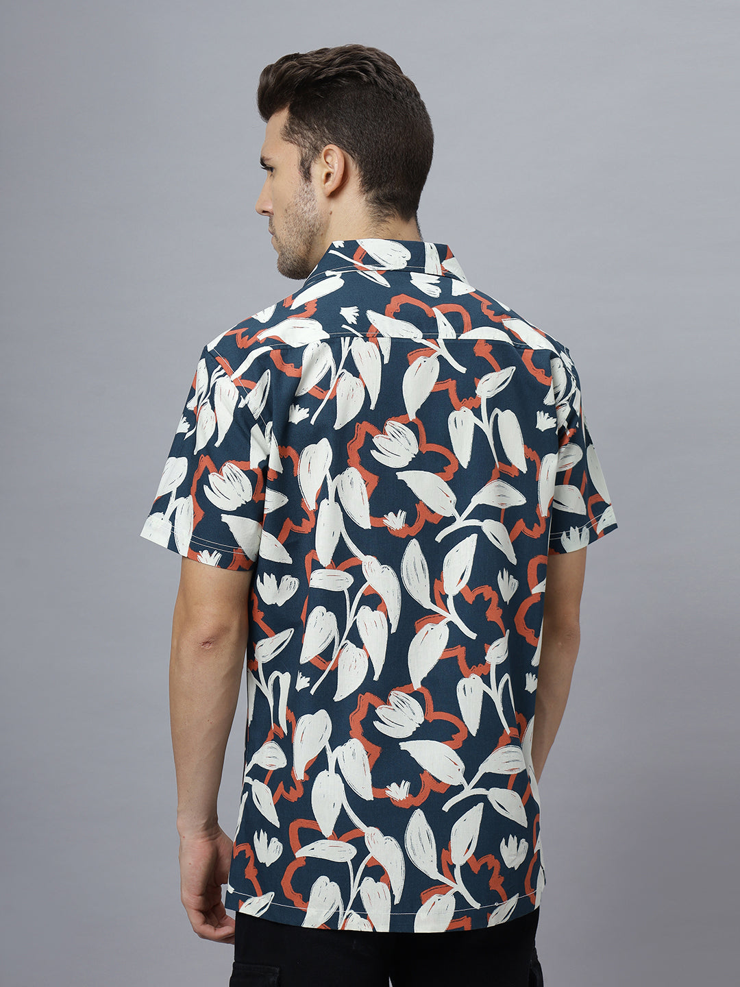 Abstract Tropical | Half Sleeve Open Collar Printed Shirt ( NC-HS-506 )