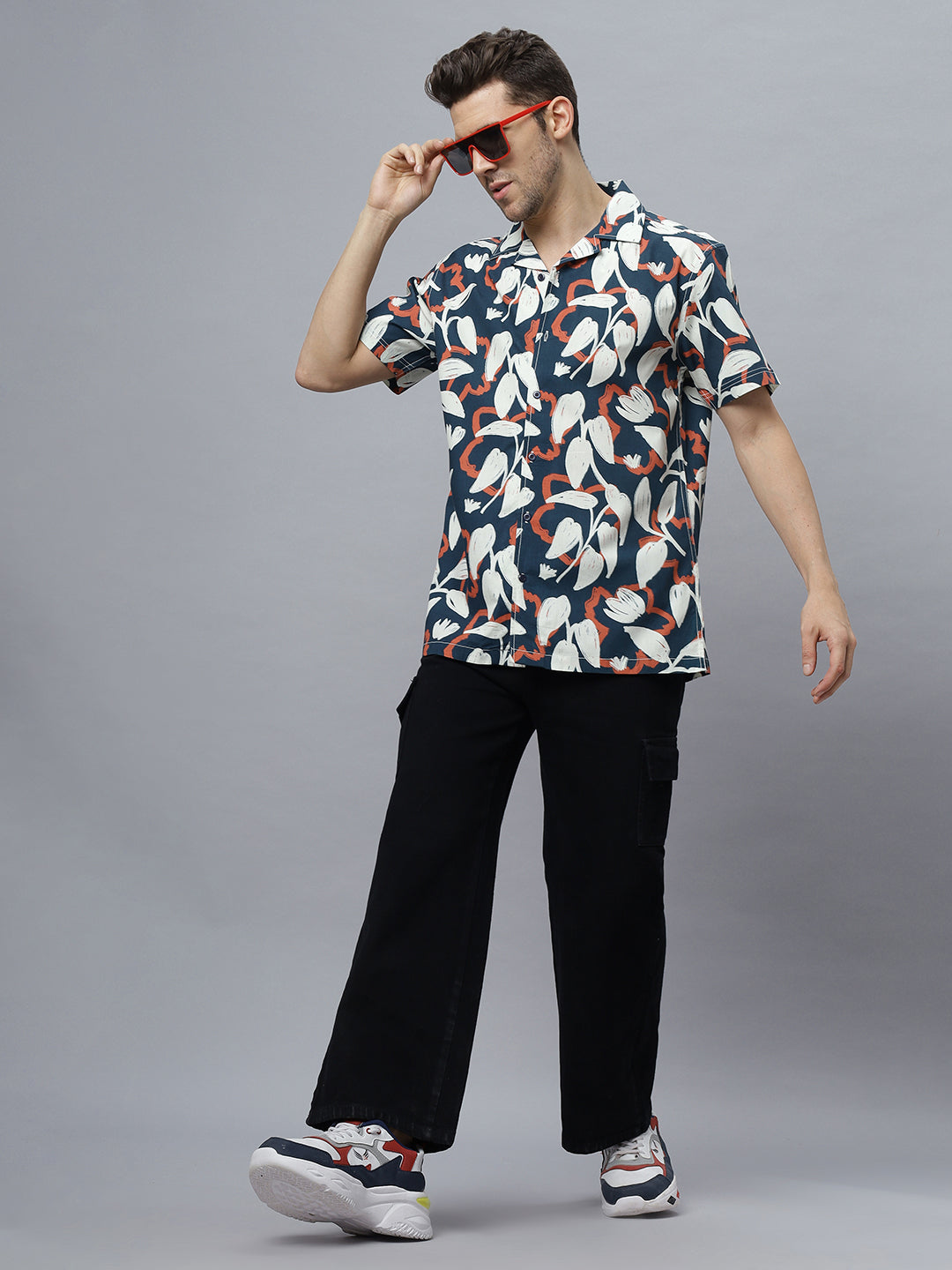 Abstract Tropical | Half Sleeve Open Collar Printed Shirt ( NC-HS-506 )
