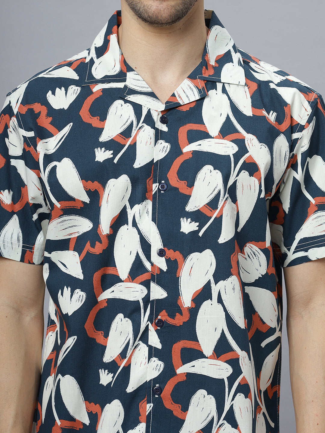 Abstract Tropical | Half Sleeve Open Collar Printed Shirt ( NC-HS-506 )