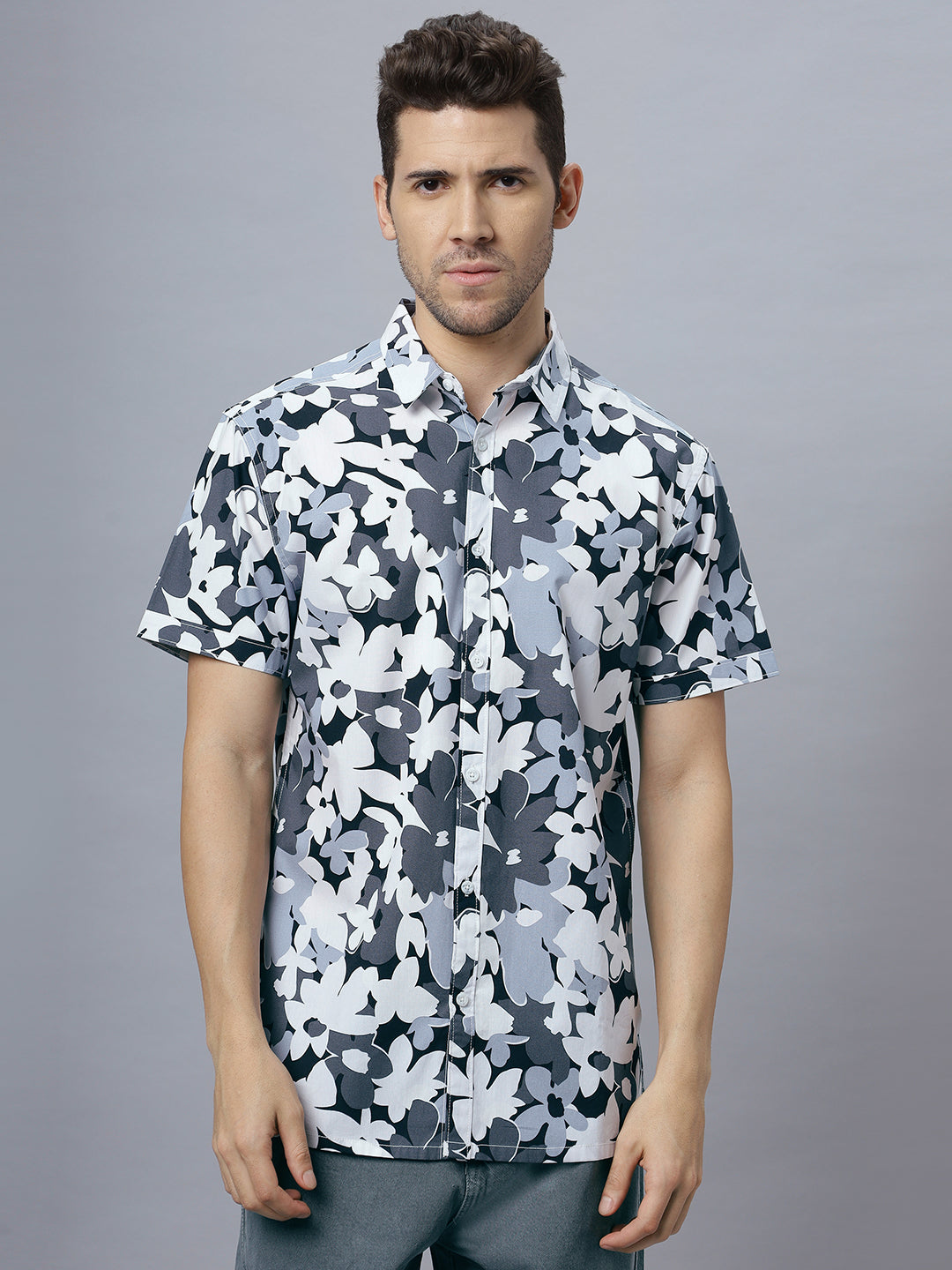 Dorik Floral | Half Sleeve Collar Printed Shirt ( NC-HS-509 )