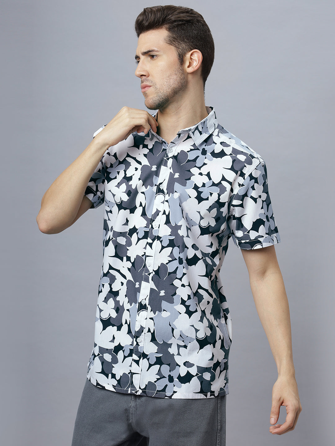 Dorik Floral | Half Sleeve Collar Printed Shirt ( NC-HS-509 )