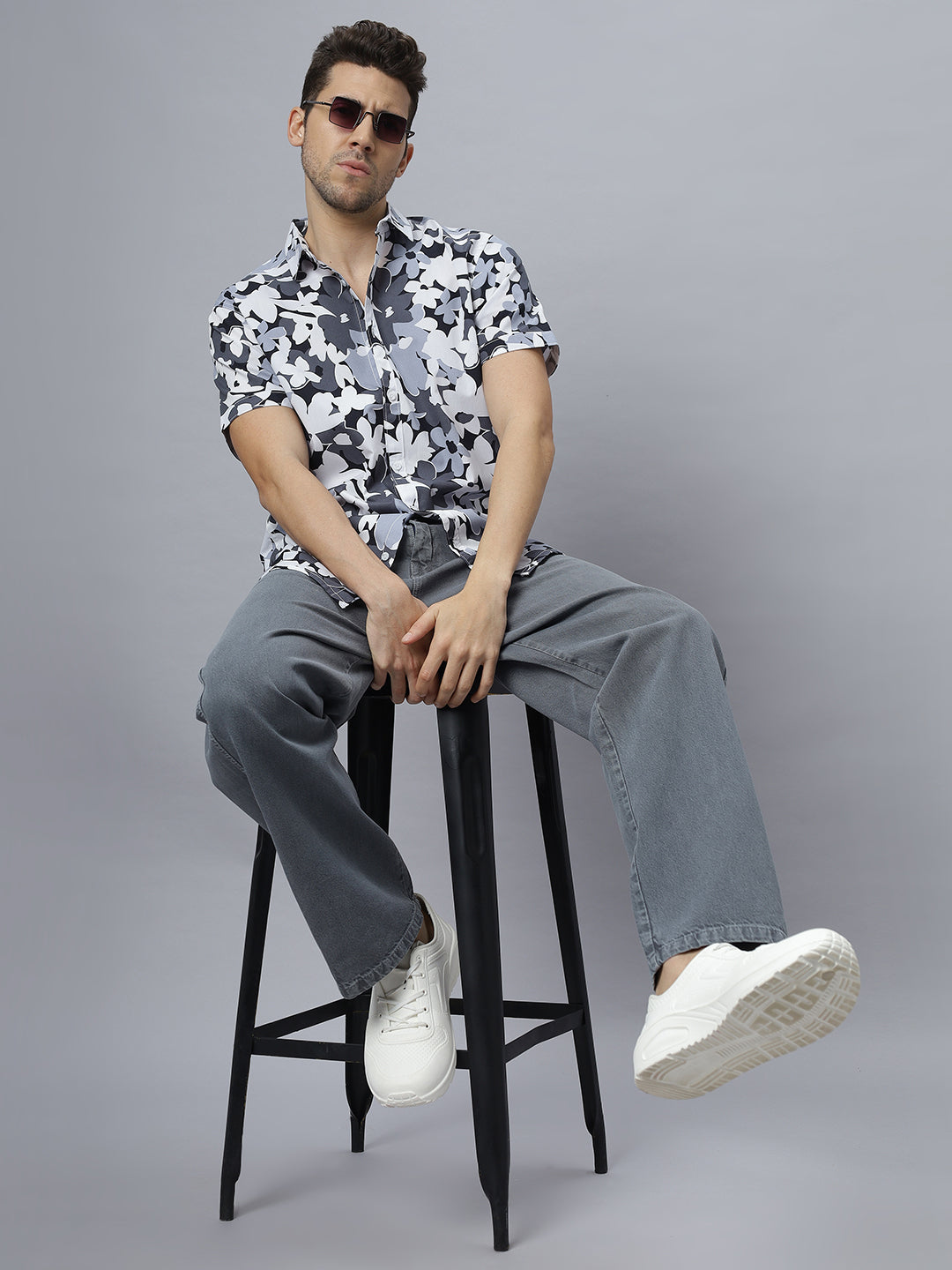 Dorik Floral | Half Sleeve Collar Printed Shirt ( NC-HS-509 )