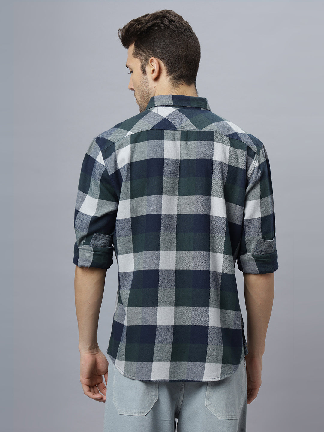 Saxon | Olive White Brushed Relaxed Fit Shirt ( NC-FS-2K3 )
