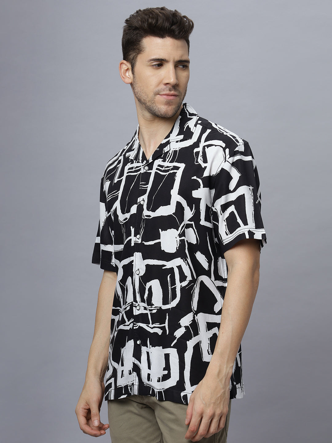 Exo Abstract | Half Sleeve Camp Collar Printed Shirt ( NC-HS-510 )