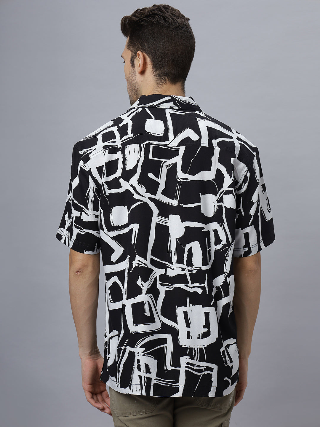 Exo Abstract | Half Sleeve Camp Collar Printed Shirt ( NC-HS-510 )