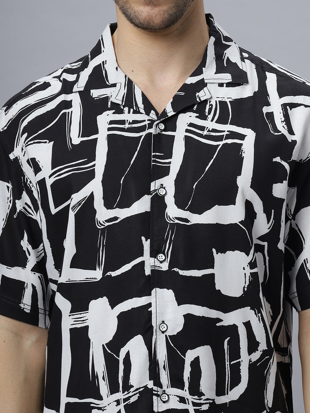 Exo Abstract | Half Sleeve Camp Collar Printed Shirt ( NC-HS-510 )