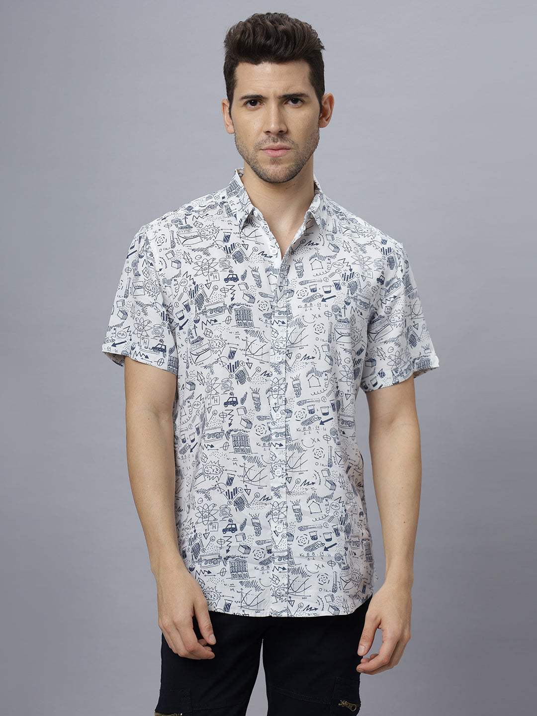 Cider | Half Sleeve Collar Printed Shirt ( NC-HS-511 )