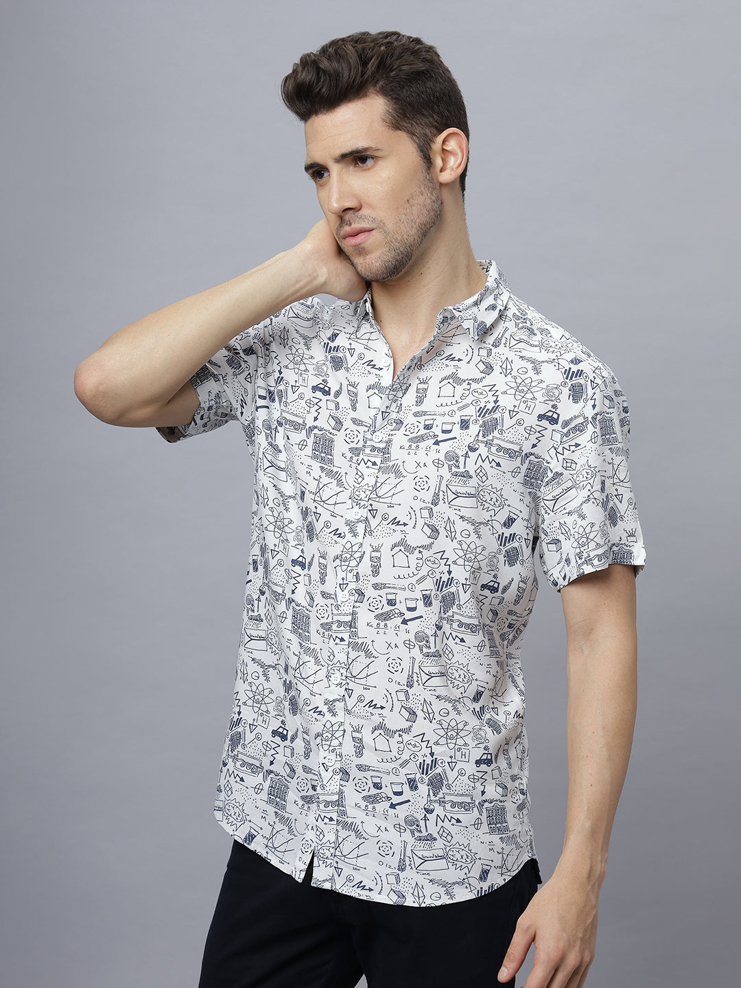Cider | Half Sleeve Collar Printed Shirt ( NC-HS-511 )