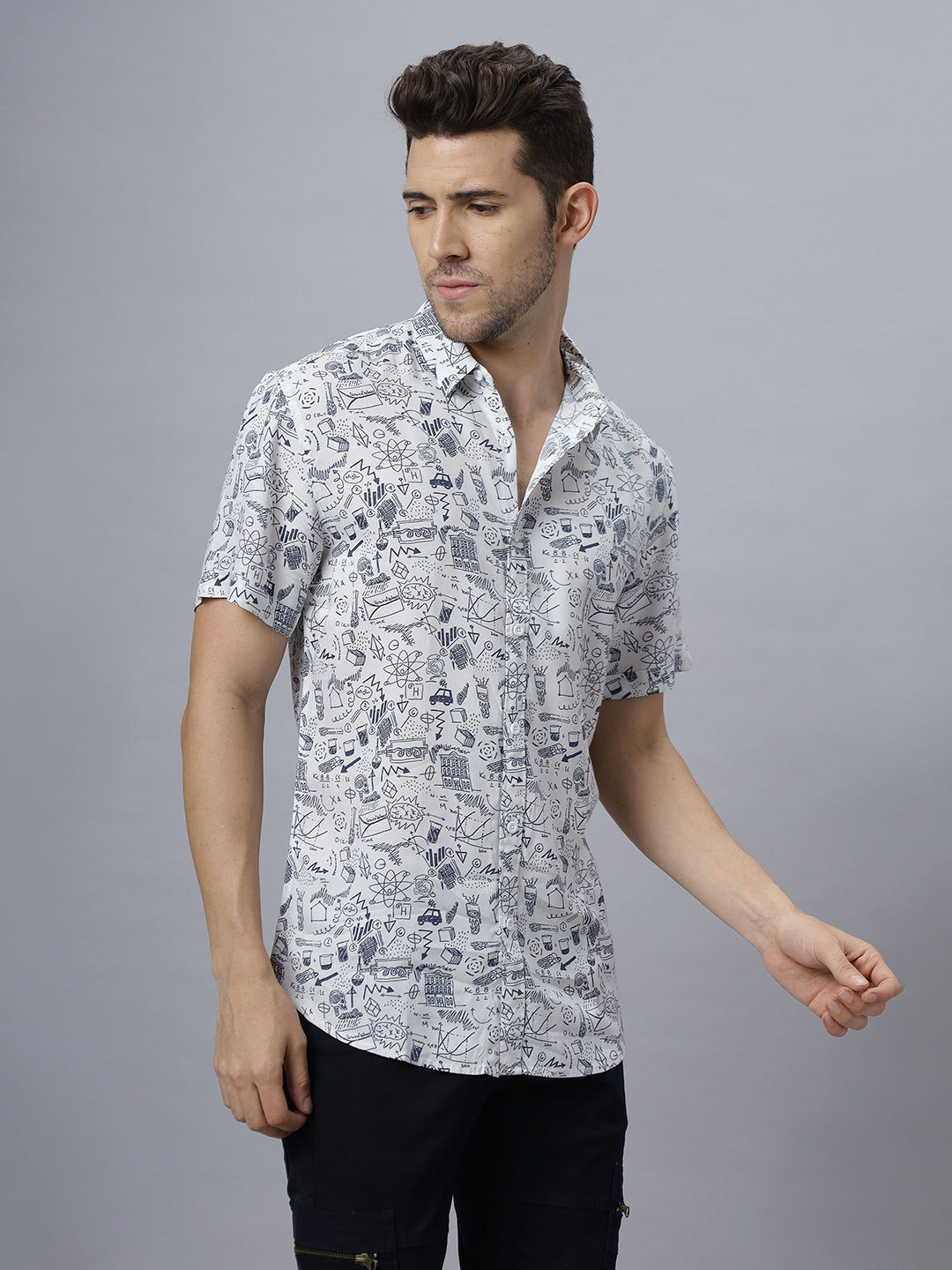Cider | Half Sleeve Collar Printed Shirt ( NC-HS-511 )