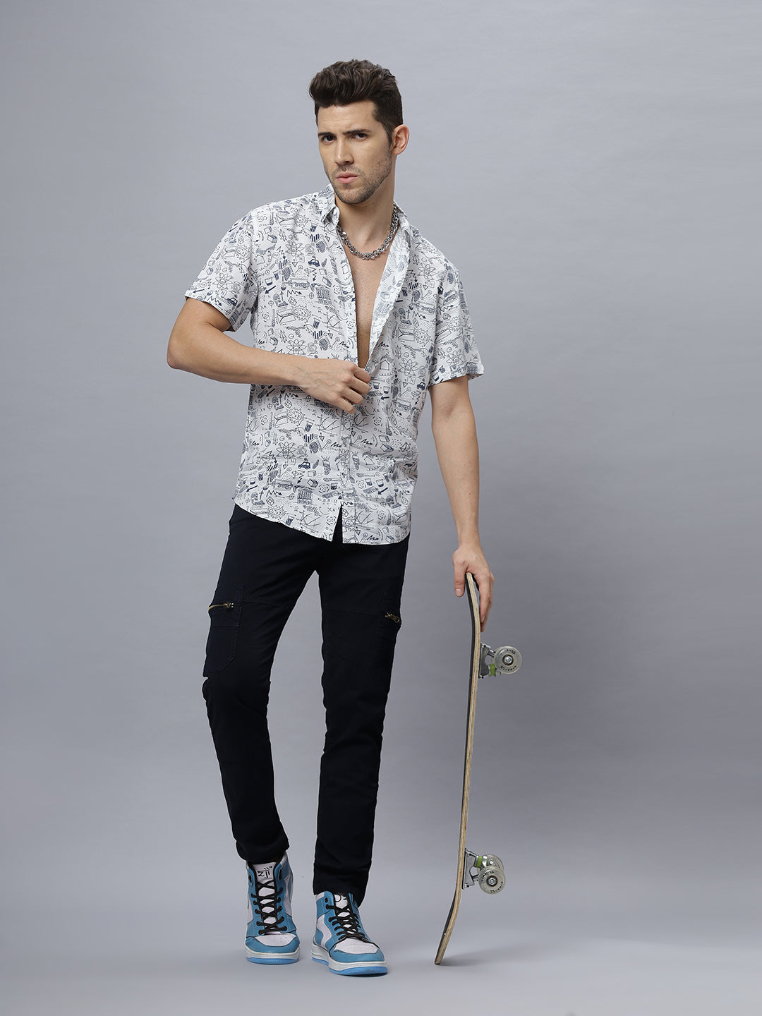 Cider | Half Sleeve Collar Printed Shirt ( NC-HS-511 )