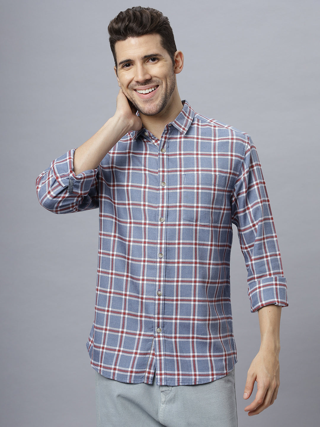 Clyde | Blue Brushed Regular Fit Shirt ( NC-FS-2K5 )