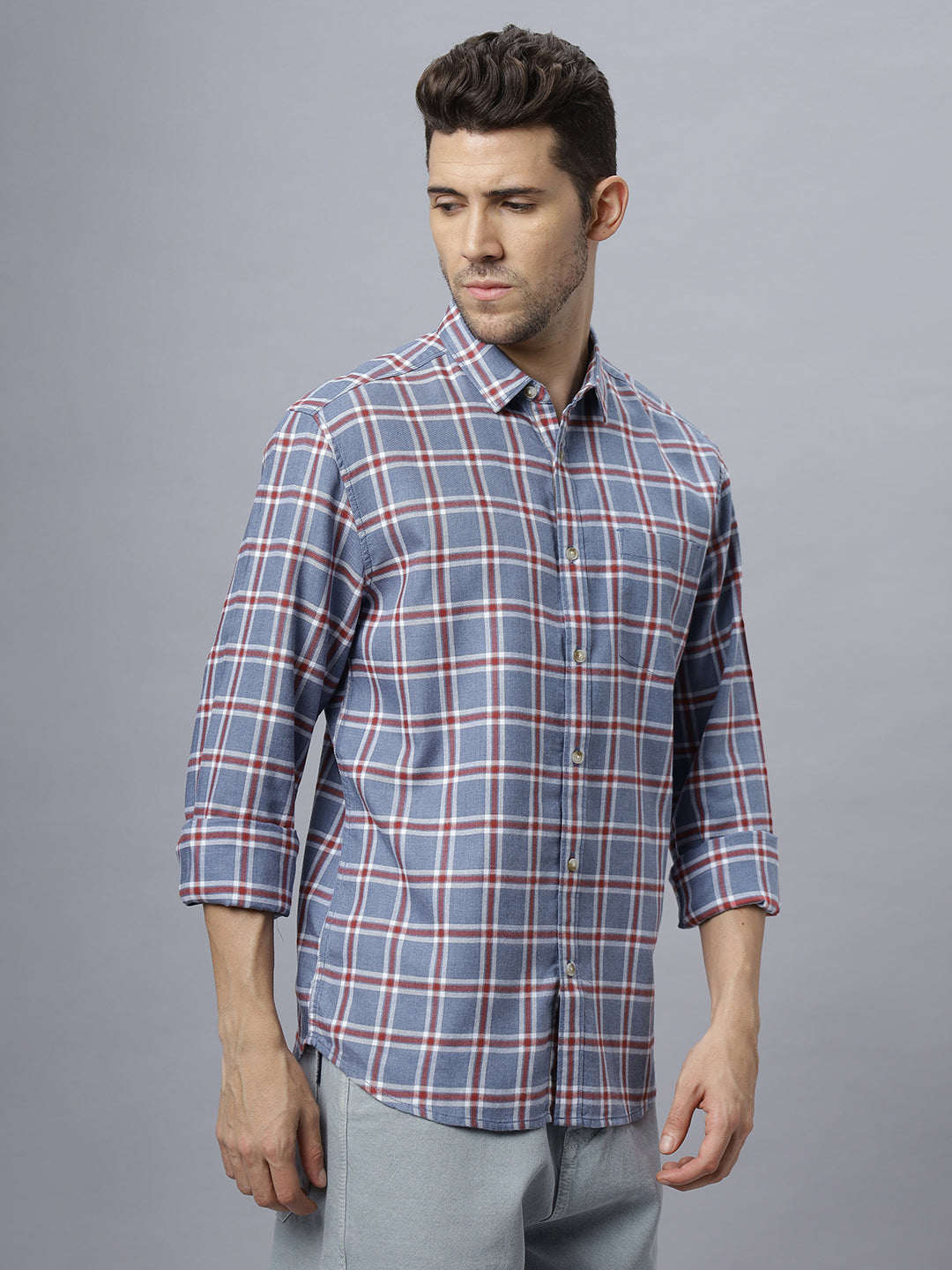 Clyde | Blue Brushed Regular Fit Shirt ( NC-FS-2K5 )