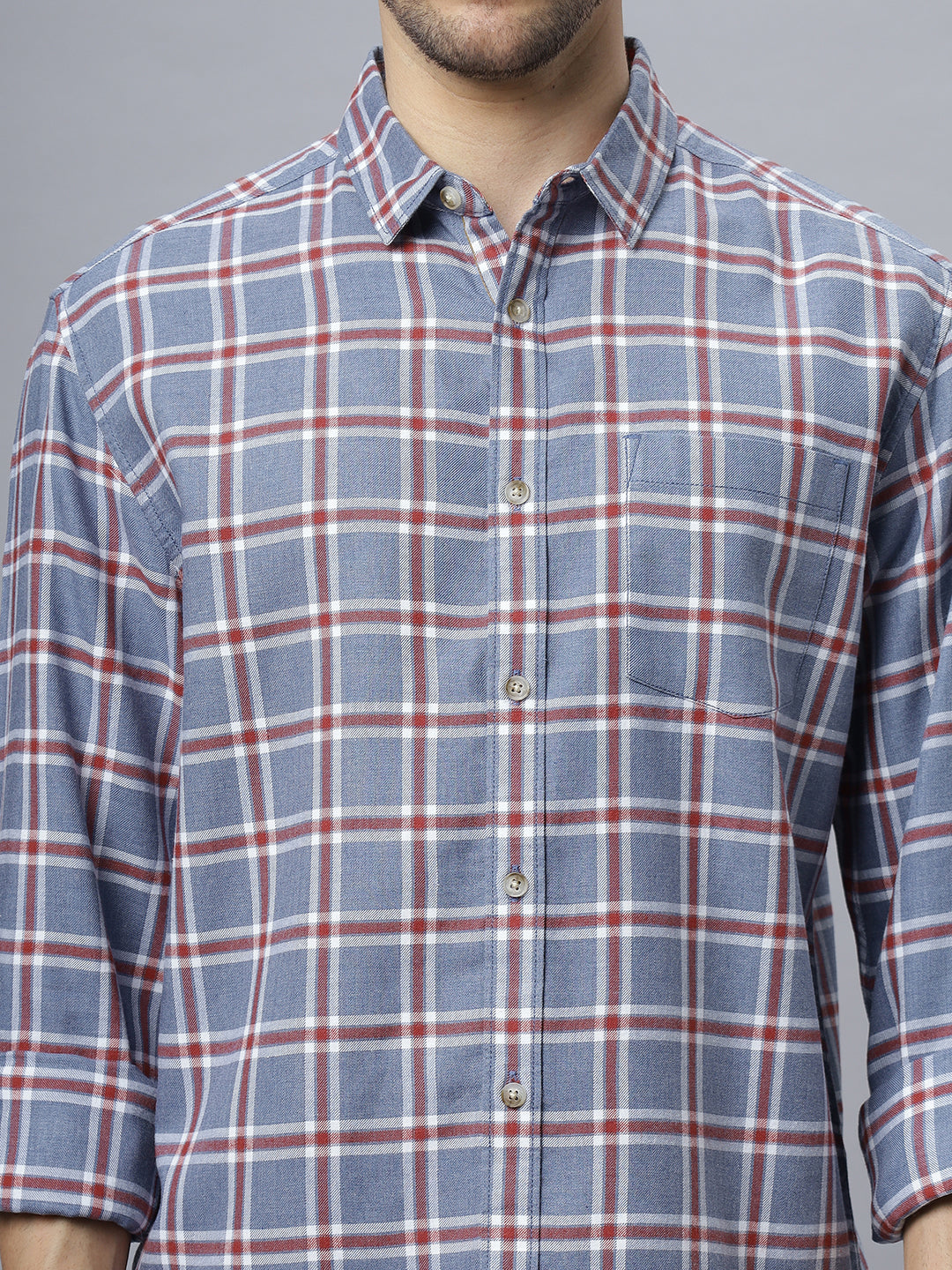 Clyde | Blue Brushed Regular Fit Shirt ( NC-FS-2K5 )