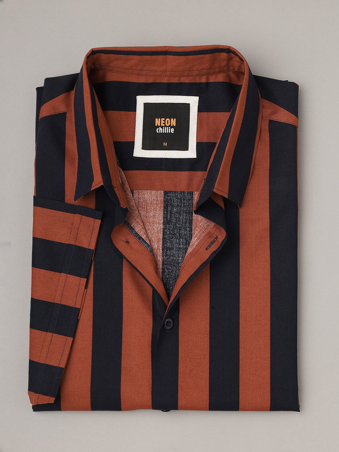 Rustic Blue stripes | Half Sleeve Regular Collar Printed Shirt ( NC-HS-512 )