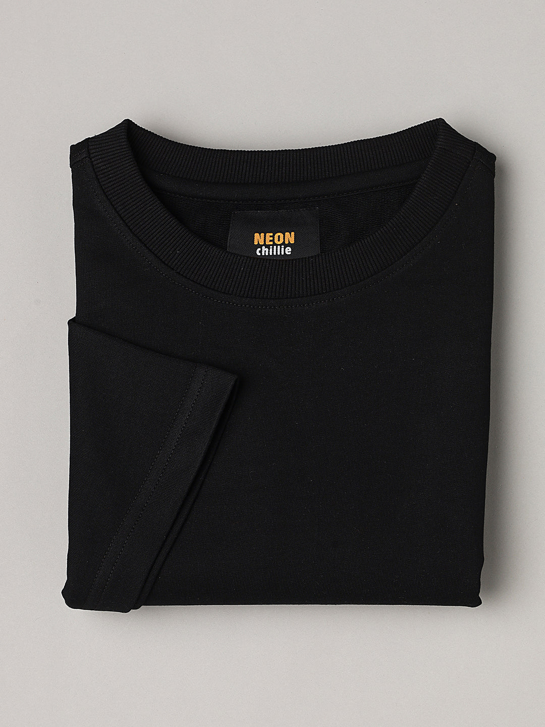 Black Oversize Unisex Crew Neck Tee Shirt ( NC-OS-101 )