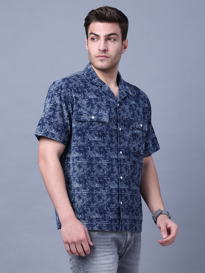 Stylish Camp Collar Resort Vibes, Beach Wear Regular Fit Indigo Shirt (NC-HS-517)