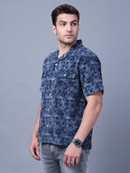 Stylish Camp Collar Resort Vibes, Beach Wear Regular Fit Indigo Shirt (NC-HS-517)