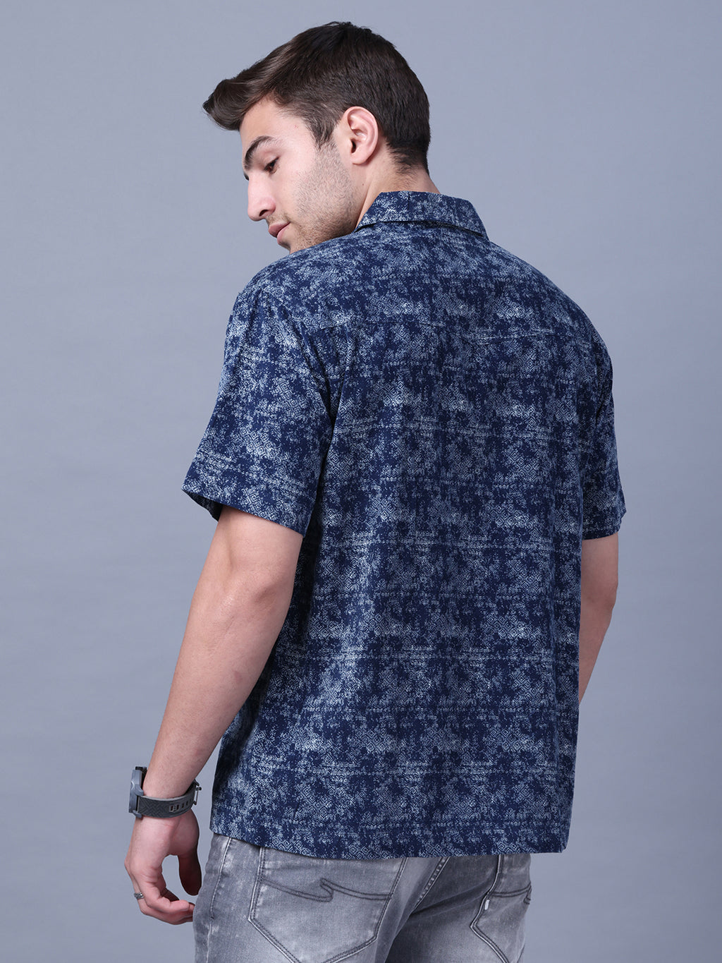 Stylish Camp Collar Resort Vibes, Beach Wear Regular Fit Indigo Shirt (NC-HS-517)