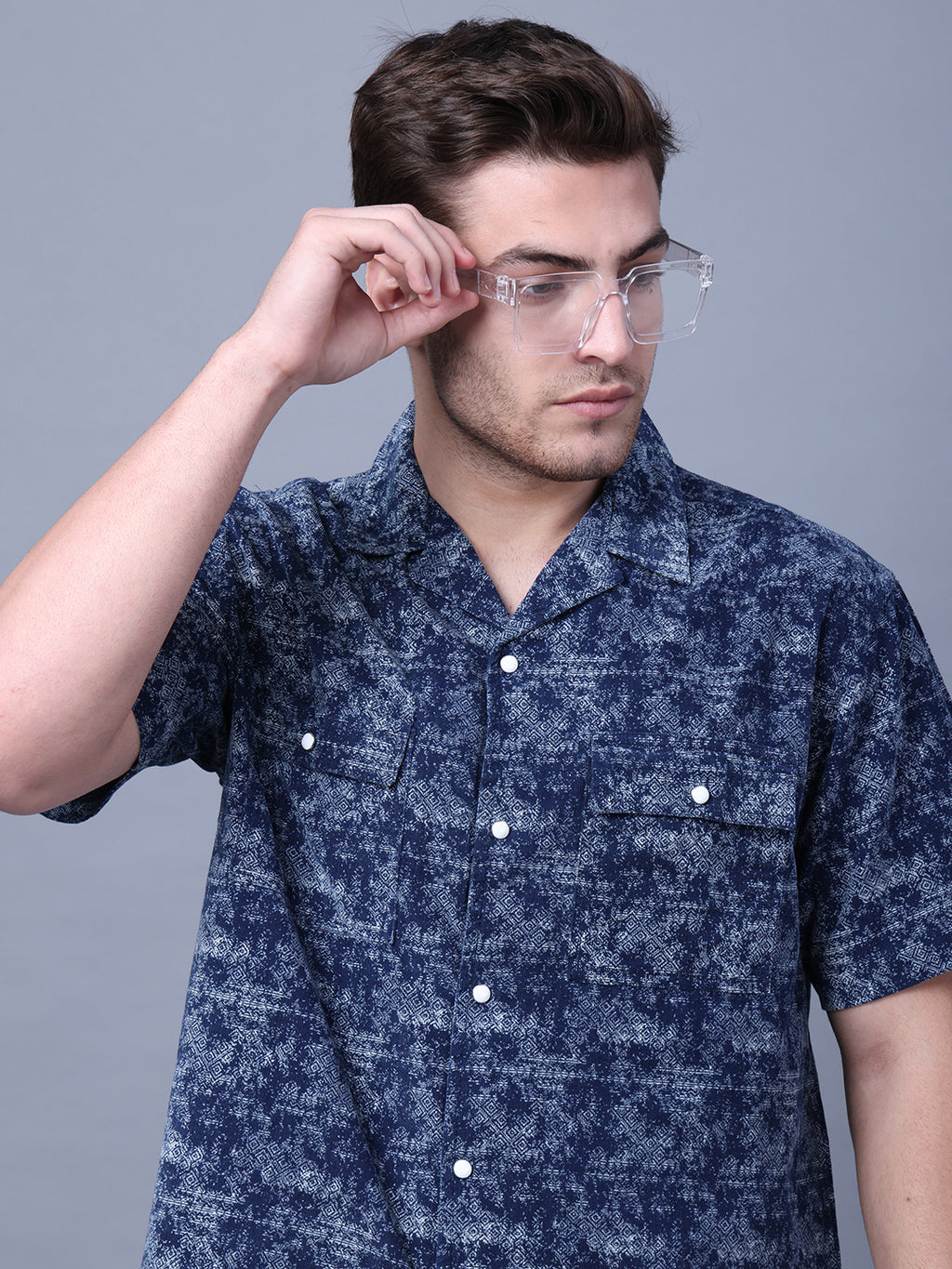 Stylish Camp Collar Resort Vibes, Beach Wear Regular Fit Indigo Shirt (NC-HS-517)