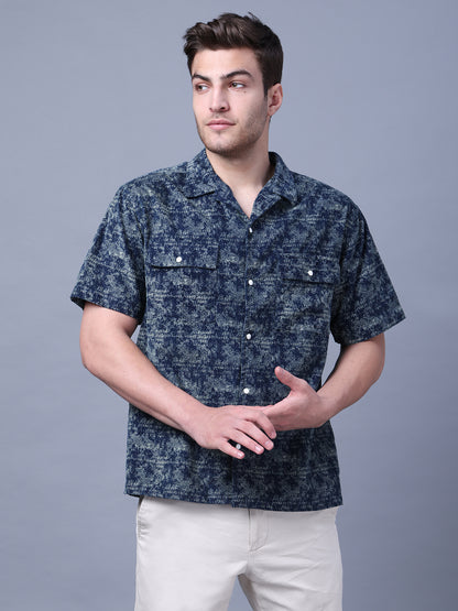 Stylish Camp Collar Resort Vibes, Beach Wear Regular Fit Indigo Shirt (NC-HS-517)