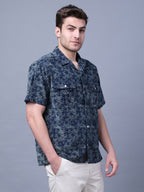 Stylish Camp Collar Resort Vibes, Beach Wear Regular Fit Indigo Shirt (NC-HS-517)
