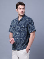 Stylish Camp Collar Resort Vibes, Beach Wear Regular Fit Indigo Shirt (NC-HS-517)