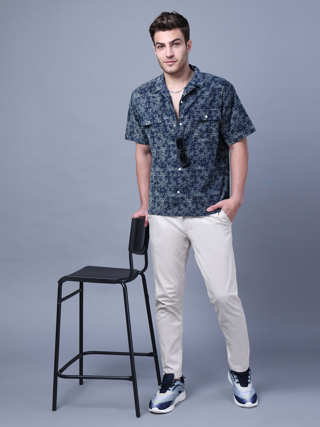 Stylish Camp Collar Resort Vibes, Beach Wear Regular Fit Indigo Shirt (NC-HS-517)