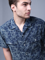 Stylish Camp Collar Resort Vibes, Beach Wear Regular Fit Indigo Shirt (NC-HS-517)