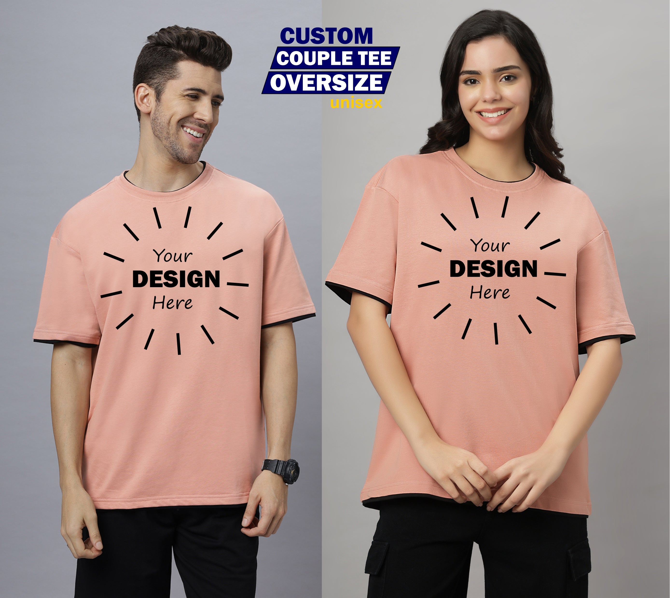 Couple Customizable Oversized 2 T-shirt