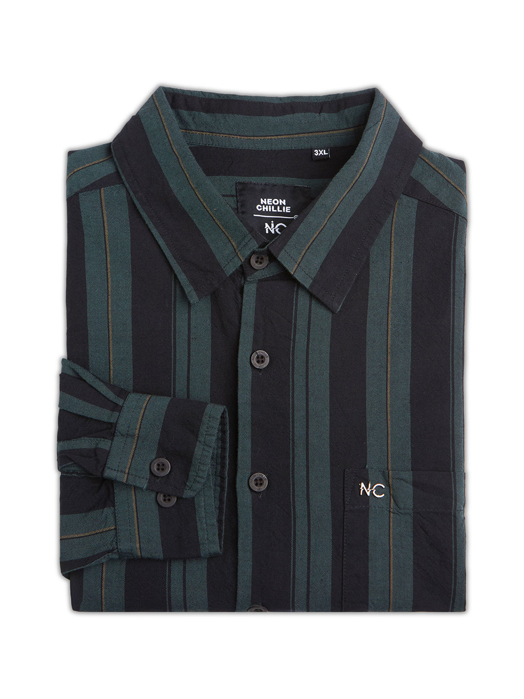 Plus Size Cotton 1 Pocket Regular Fit Smart Casual Shirt  - Dark Green - Style 1268