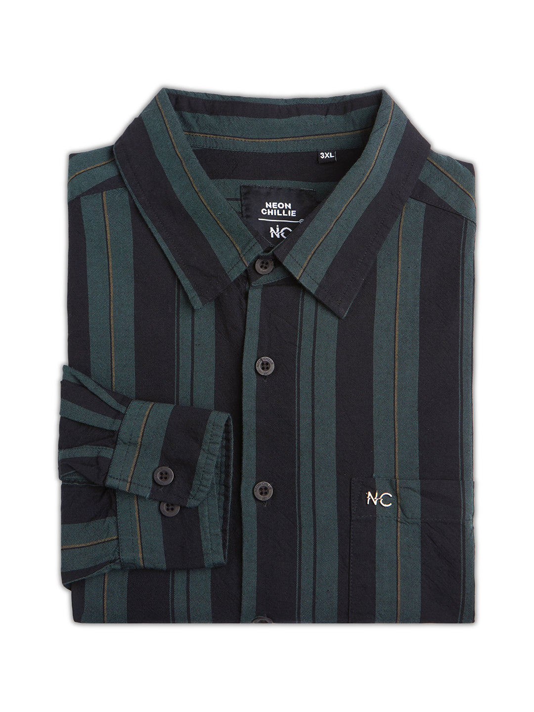Plus Size Cotton 1 Pocket Regular Fit Smart Casual Shirt  - Dark Green - Style 1268